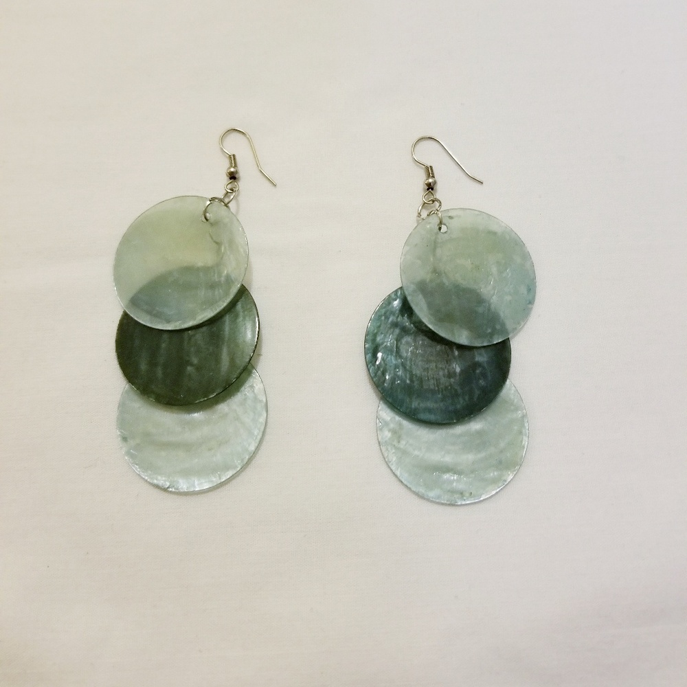 Silver Green Stone Earrings